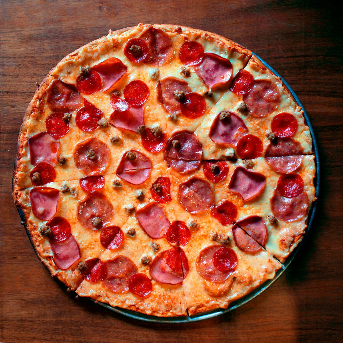 The Great Canadian specialty pizza with pepperoni and bacon